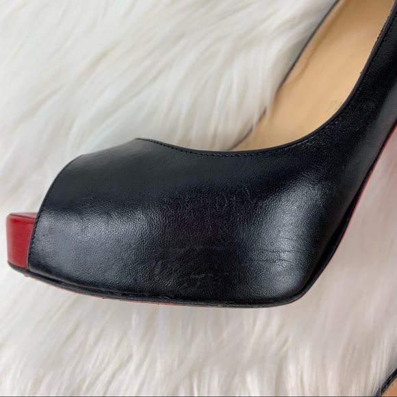 Christian Louboutin Prive Black Peep Toe Heels - Picture 7 of 12